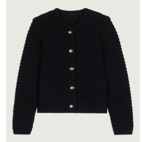 BEST Ba&sh Gaspard Knit Cardigan Small Black Noir French Casual - Picture 10 of 13